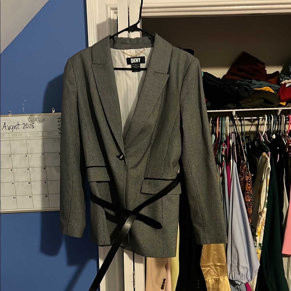 DKNY Gray Blazer with Black Trim